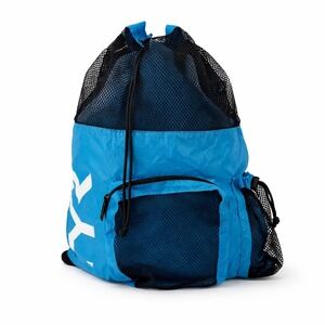 TYR Big Mesh Mummy Backpack 40L - Blue/Black Swim Gear Bag, Mesh Vented, Large